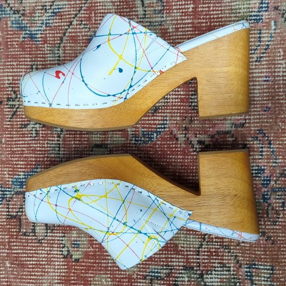 Charlotte Stone Marlo paint splatter wooden clog, size 12 - Picture 4 of 8